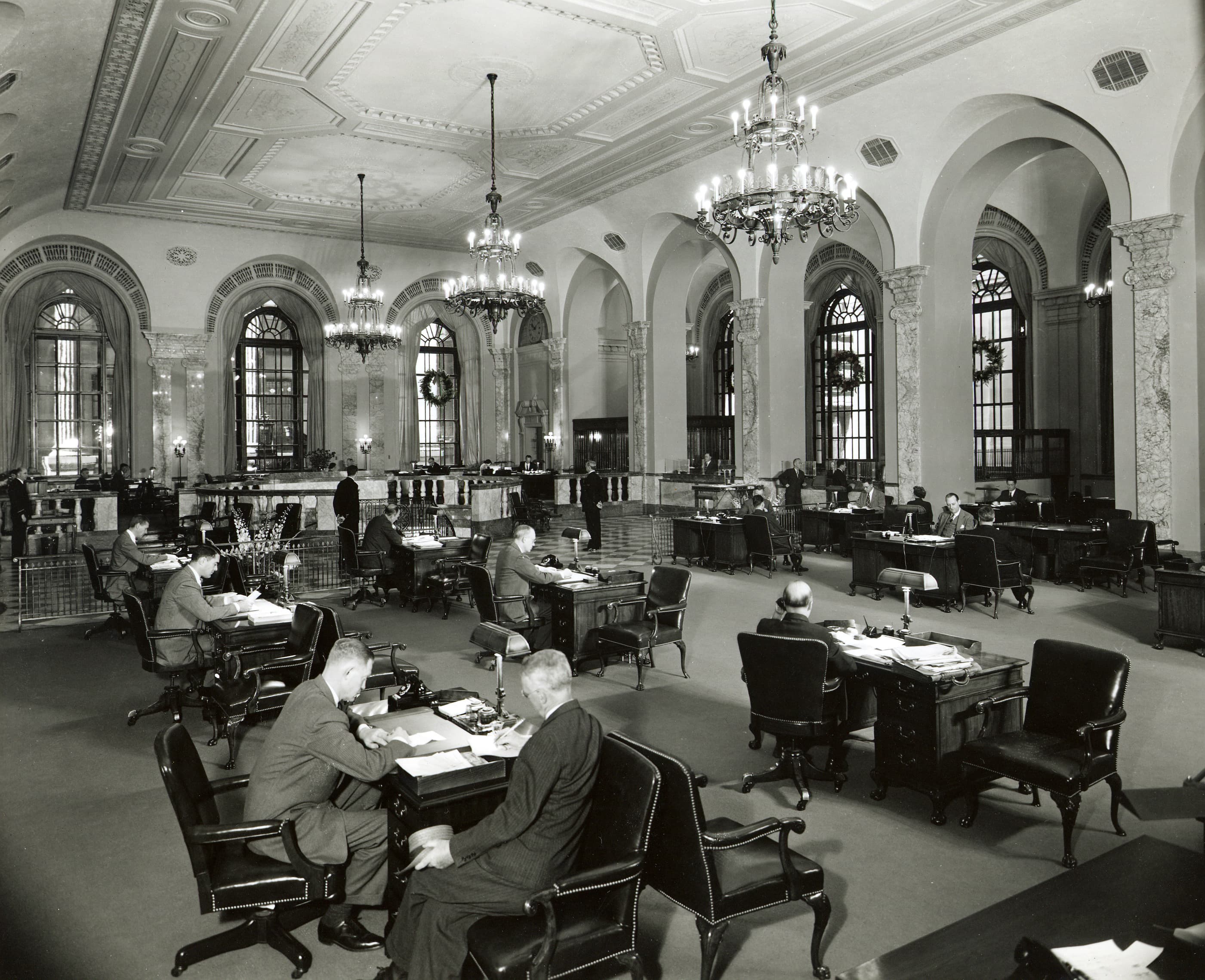Green architectural detail of Manhattan building