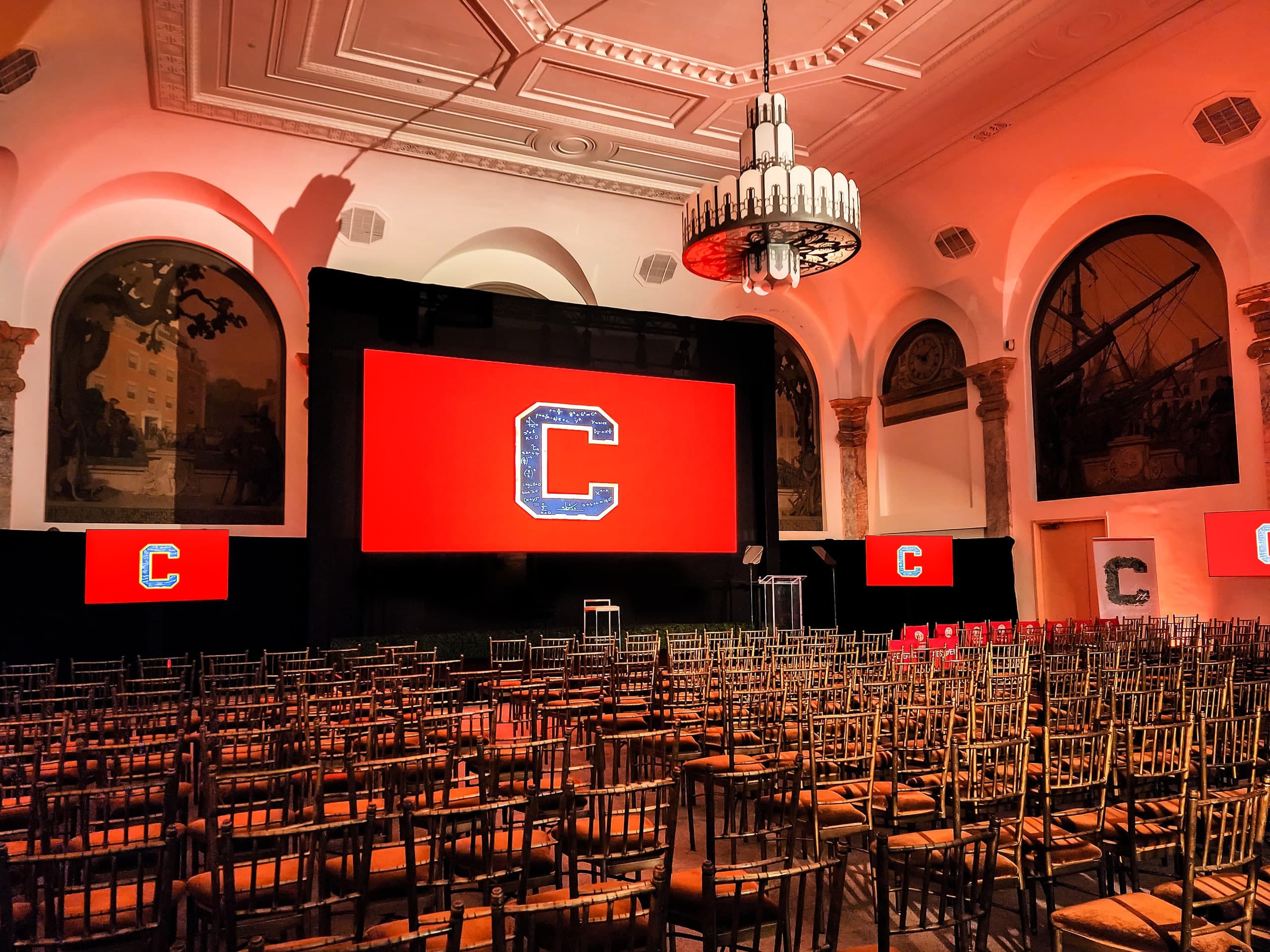 Audio visual production and LED screen setup at 48 Wall Street, NYC