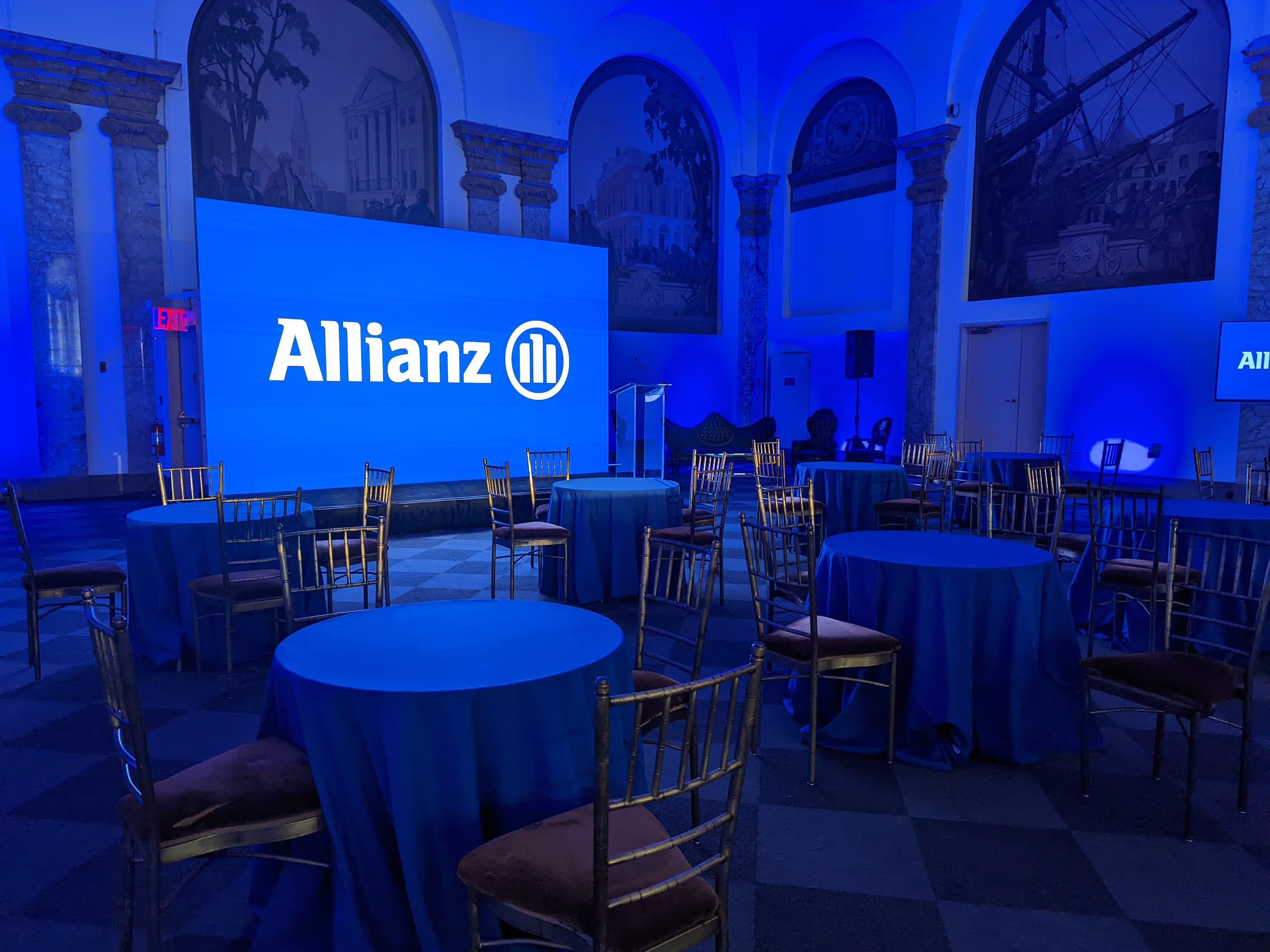 LED integrated staging in the Banking Hall at 48 Wall Street