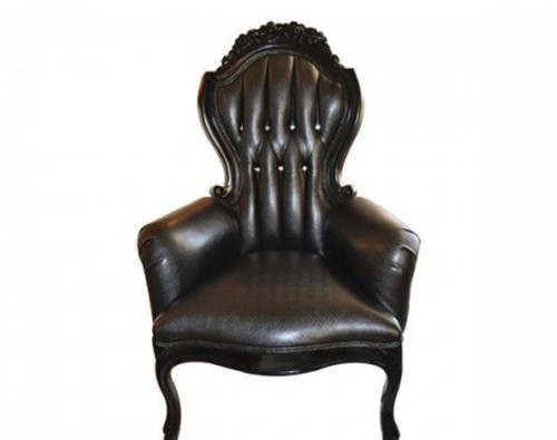 Black Tufted Leather Bling Chair