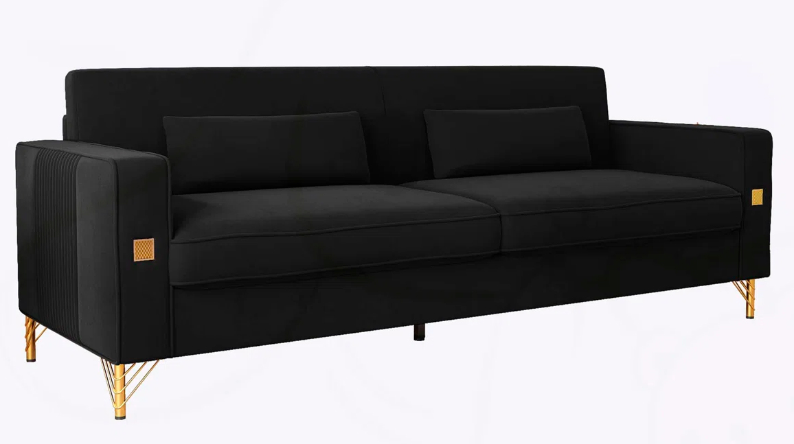 Black and Gold Velvet Sofa