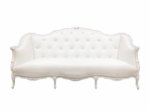 White Tufted High Back Ornate Couch