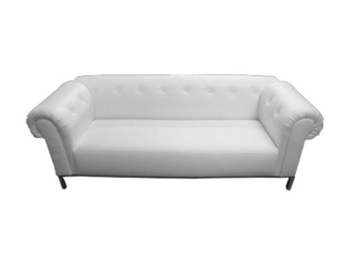 White Tufted Rolled Arm Sofa