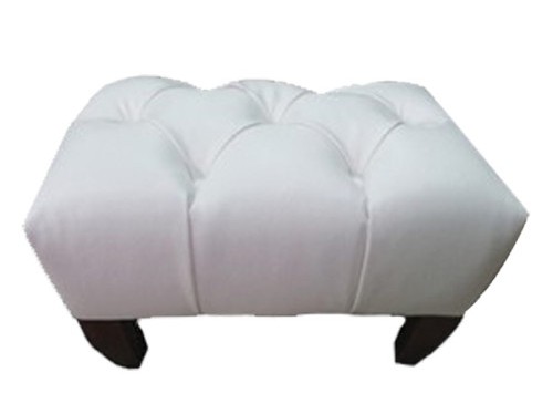White Tufted Small Ottoman