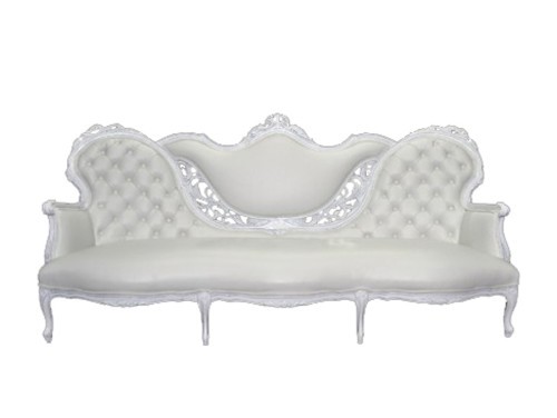 White Tufted Winged Couch
